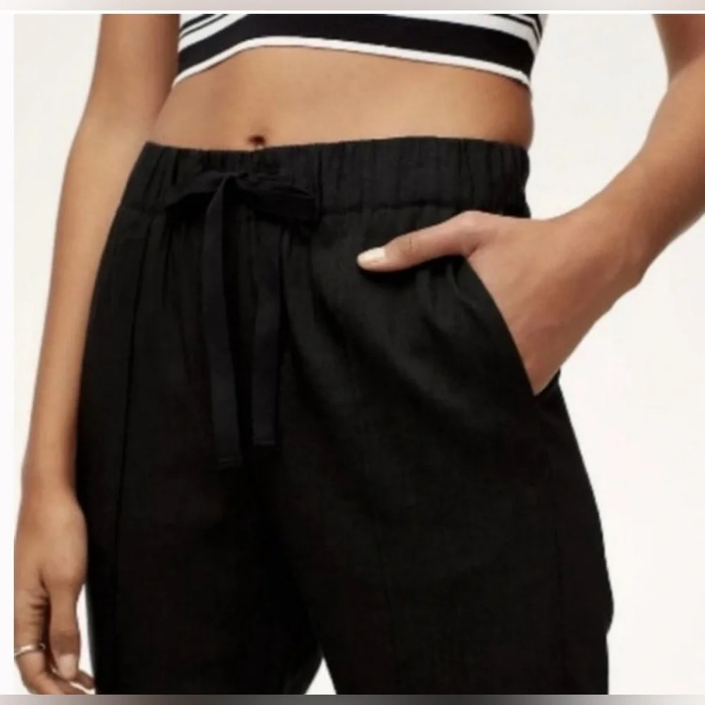 Babaton Aritzia Linen-Blend Errol Pants in Black - Size XS